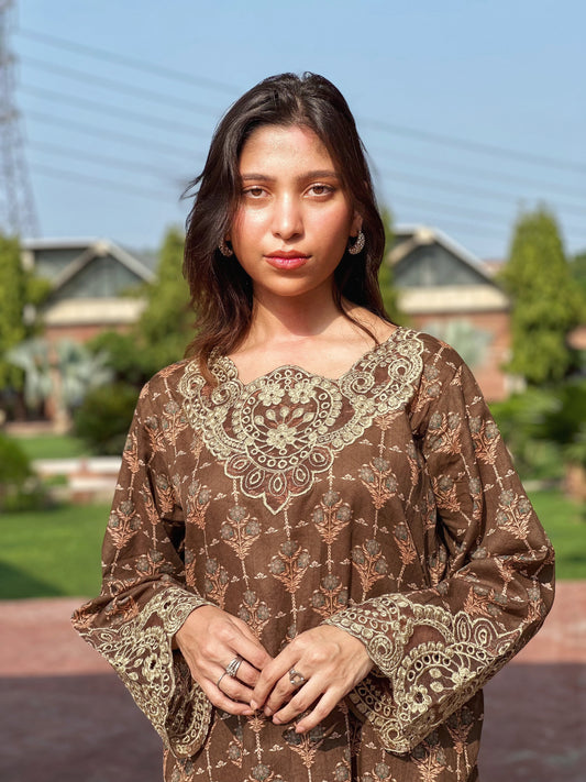 2 PC | Brown Printed Lawn