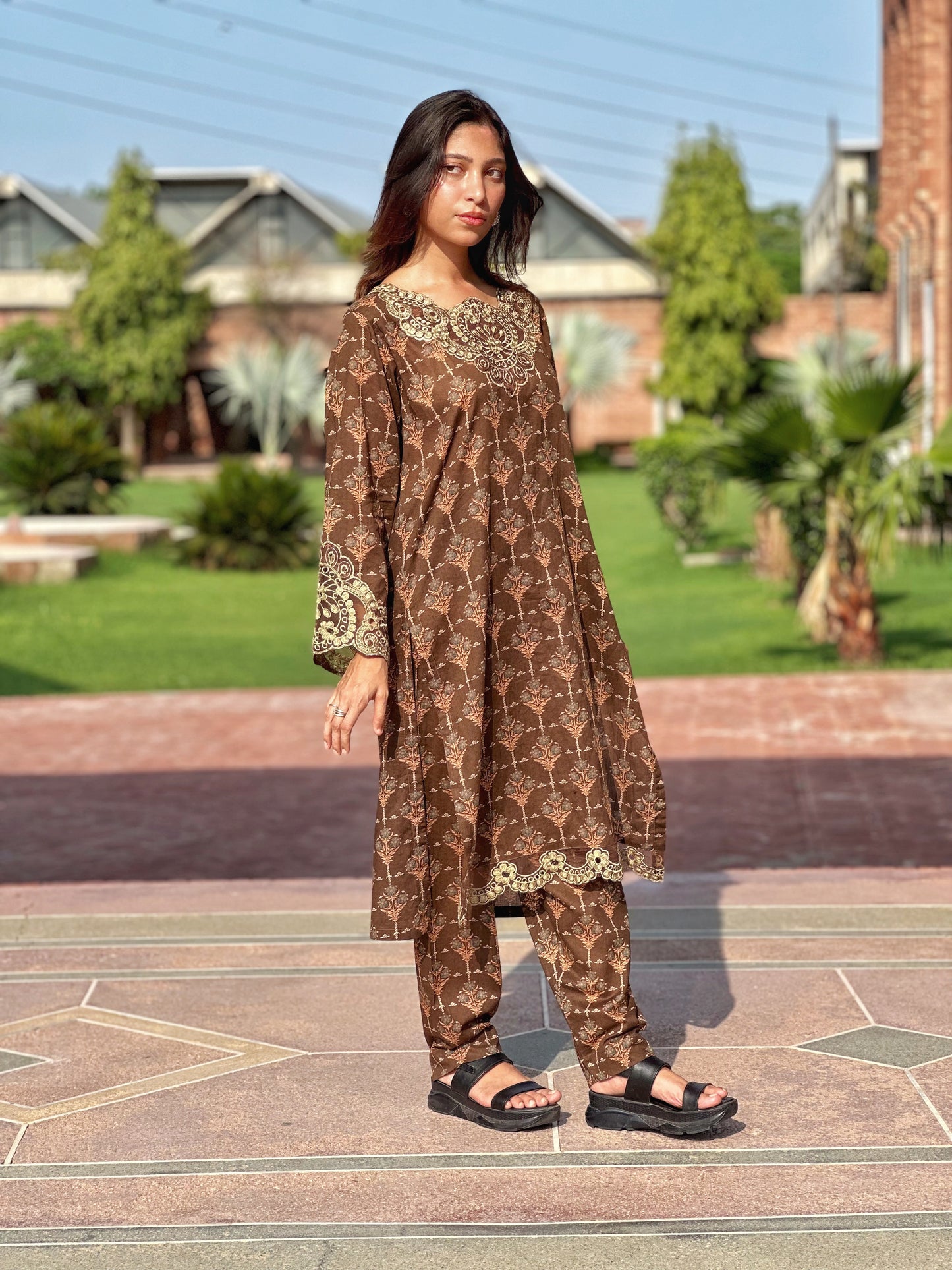 2 PC | Brown Printed Lawn