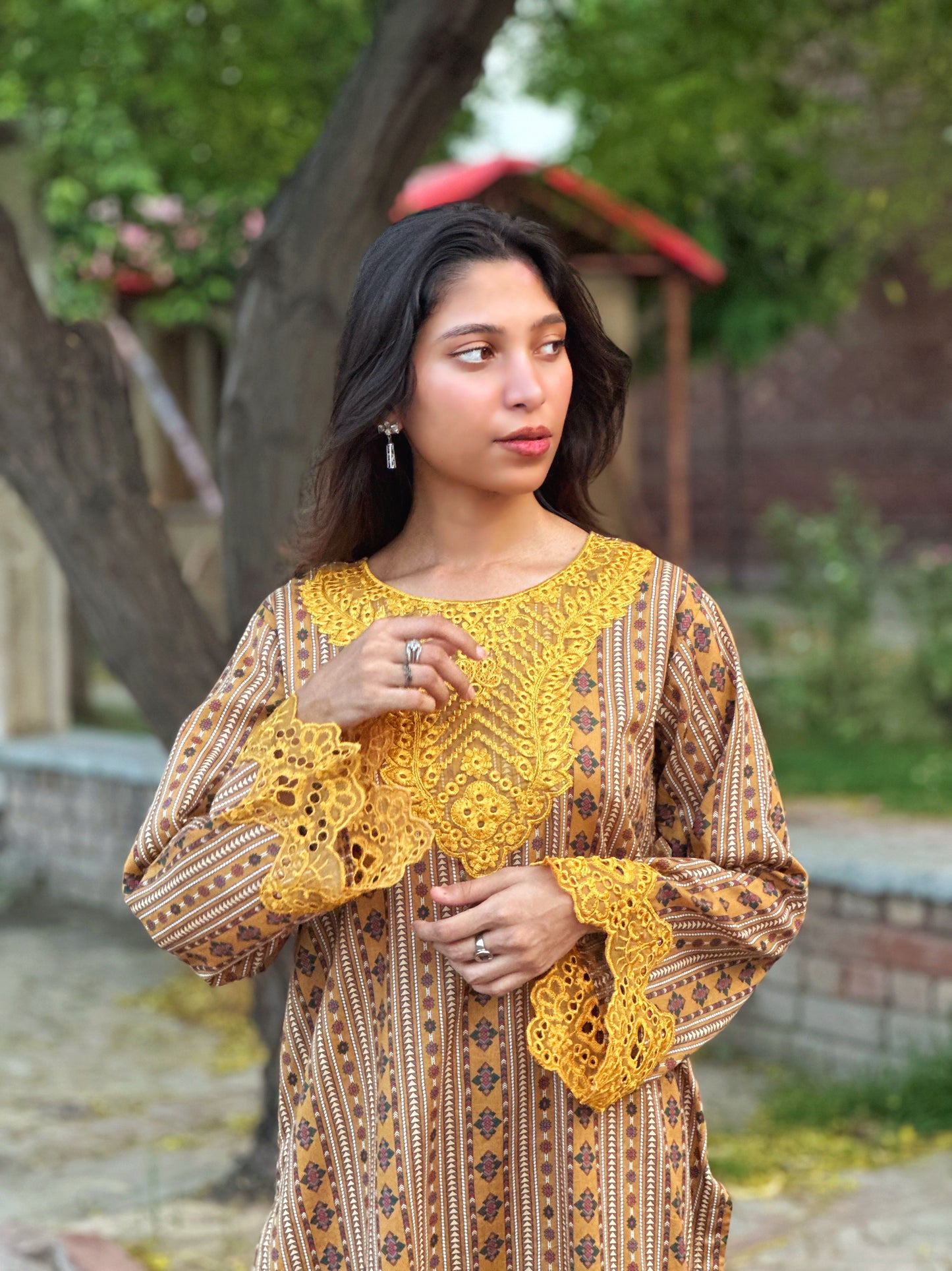 2 PC | Light-Brown Printed Lawn